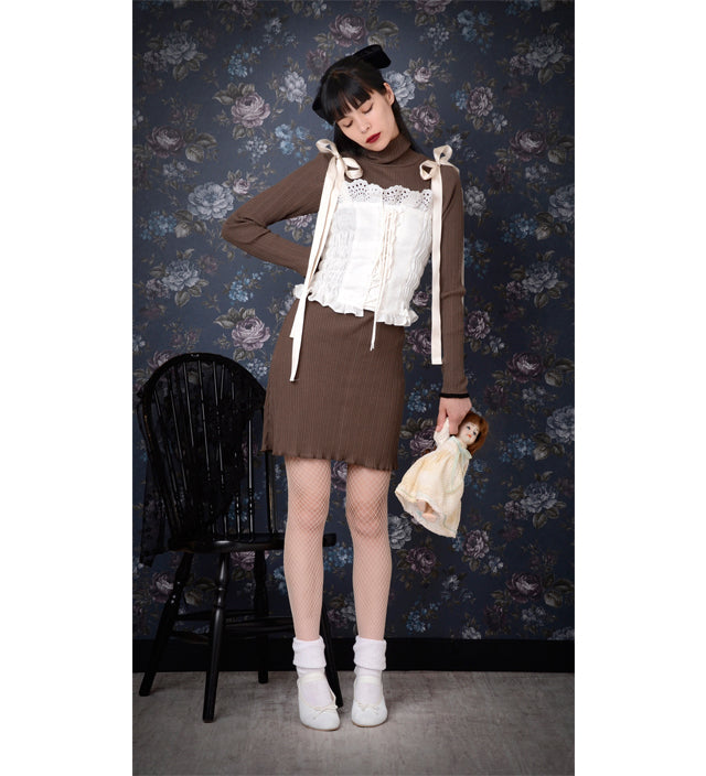UNDER PRETTIES bottle neck long sleeve one-piece
