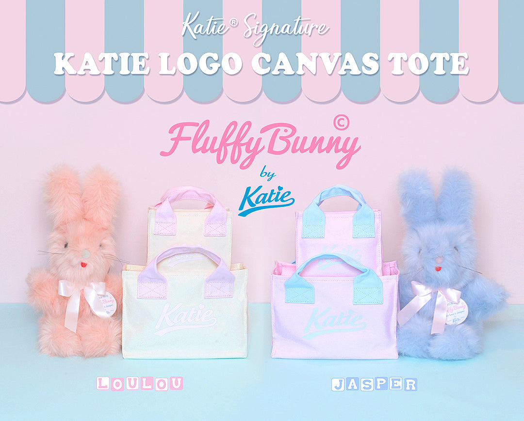 KATIE LOGO fluffy bunny canvas tote