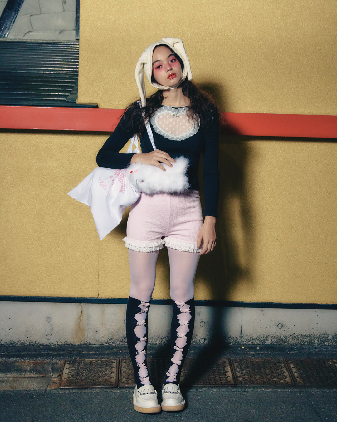 RIBBON RIBBON over knee socks