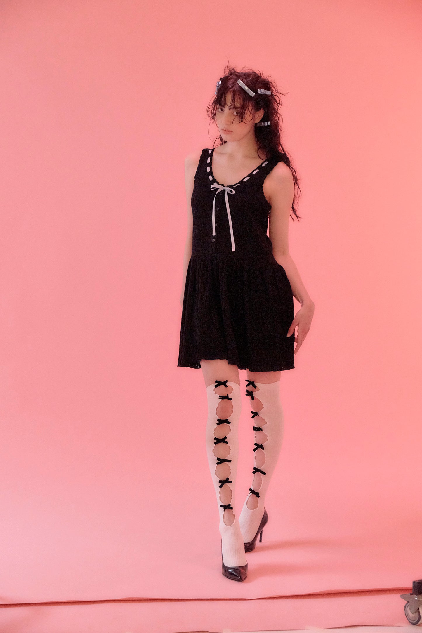 RIBBON RIBBON over knee socks