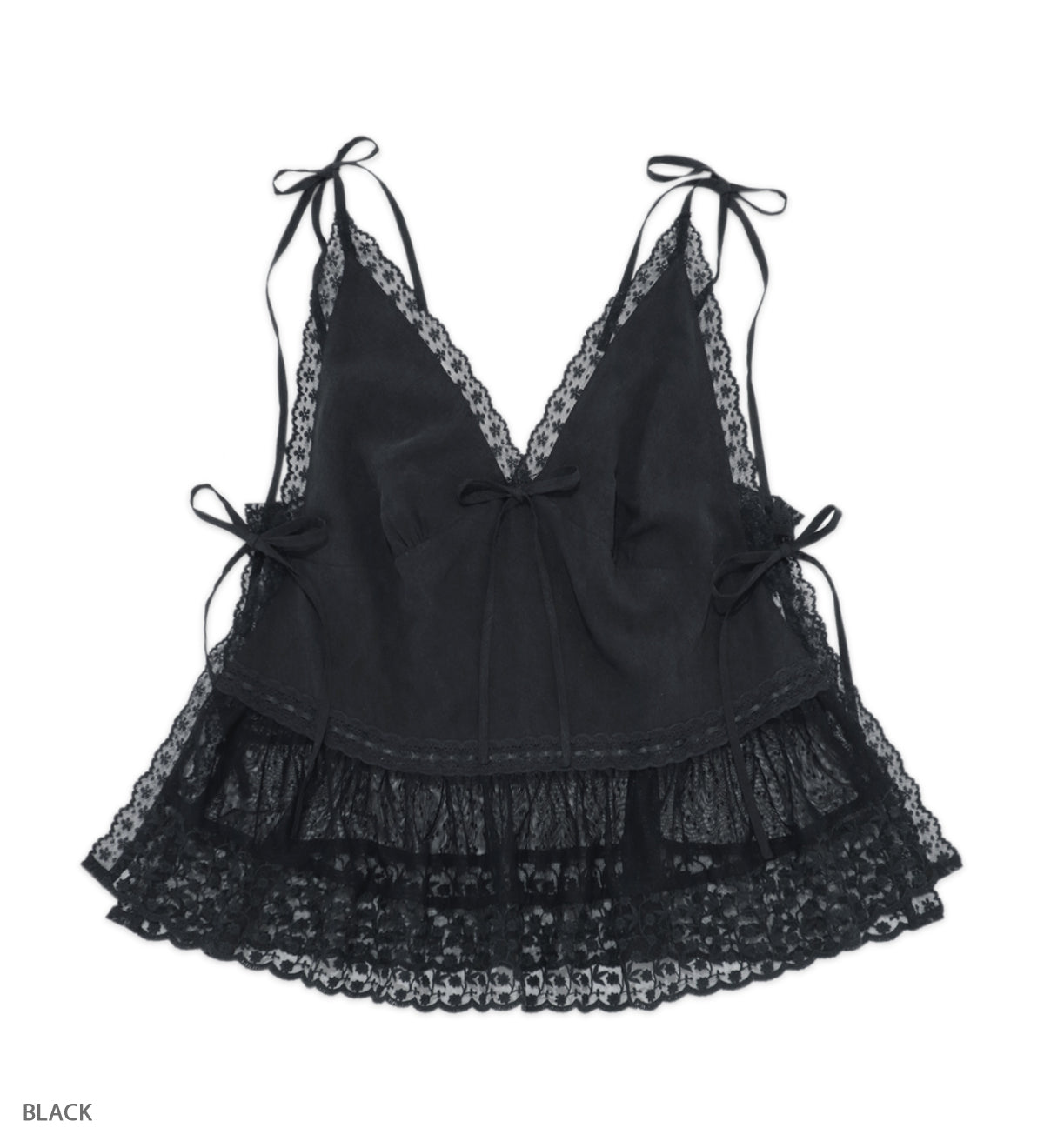 新品　Katie MAGIC TEA リボンキャミソール　ブラック　フリーサイズ MAGIC TEA ribbon camisole – Katie Tokyo